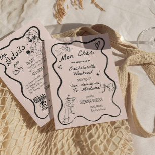 Invitation Bachelorette Week-end itinéraire Mon Cheri Whimsic