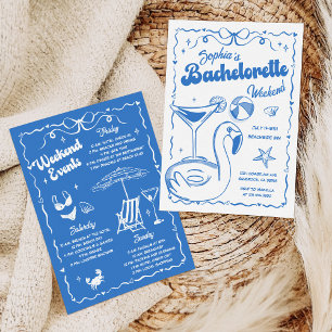 Invitation Bachelorette Week-end Pool Party Blue