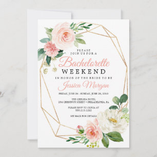 Invitation Bachelorette Weekend Itinéraire Airy Blush