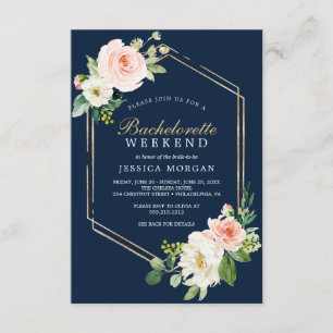 Invitation Bachelorette Weekend Itinéraire Navy Blue Gold