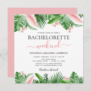 Invitation Bachelorette Weekend Party Palms tropicaux