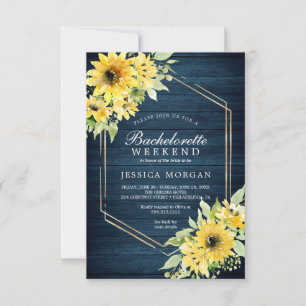 Invitation Bachelorette Weekend Rustique Tournesol Vert Inv