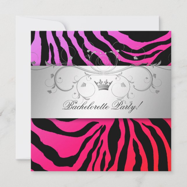 Invitation Bachelorette Zebra Zebra 311-Silver Divine Purple  (Devant)