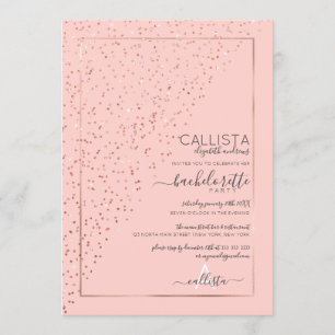 Invitation Bachelorte en or rose diagonale