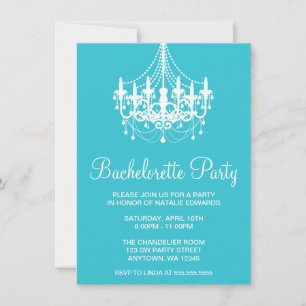 Invitation Bachelortie de lustre turquoise et blanc