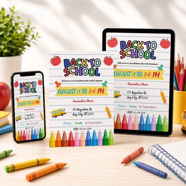 Invitation Back to school party (Créateur téléchargé)