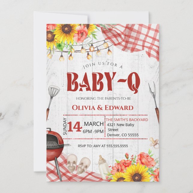 Invitation Backyard BBQ Baby Shower (Devant)