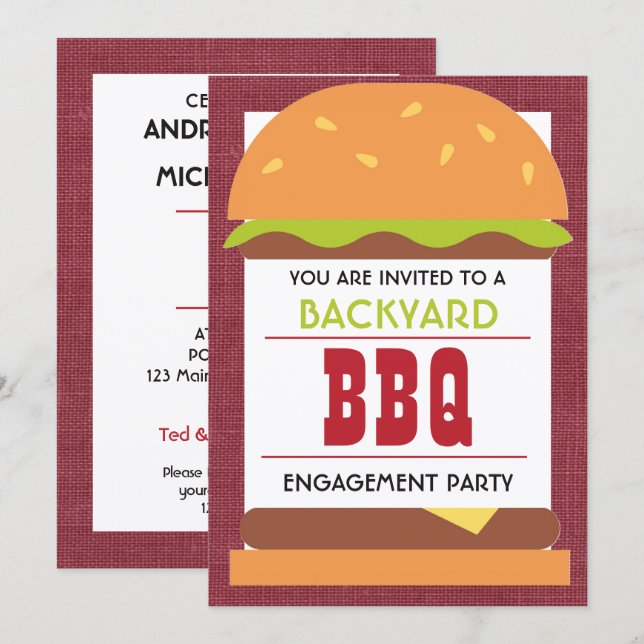 Invitation Backyard BBQ Engagement Party (Devant / Derrière)