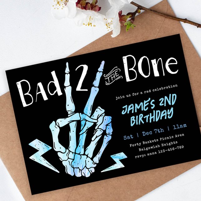 Invitation Bad TWO the Bone Boys Rad Second Birthday (Créateur téléchargé)