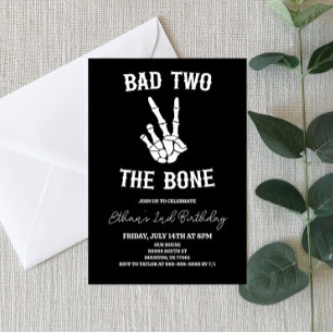Invitation Bad Two The Bone Skeleton 2e fête d'anniversaire