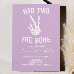 Invitation Bad Two The Bone Skeleton 2e fête d'anniversaire