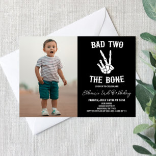 Invitation Bad Two The Bone Skeleton Photo 2e fête d'annivers