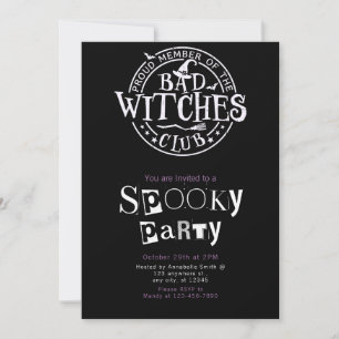 Invitation Bad Witch Club Minimaliste Halloween Party