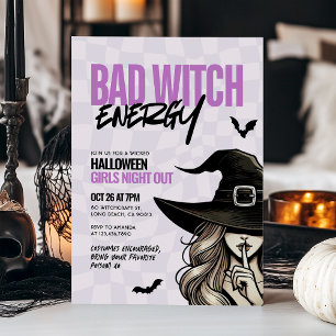 Invitation Bad Witch Energy Girls Soirée d'Halloween