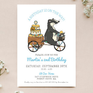 Invitation Baders sur vélo avec gâteau 2e fête d'anniversaire