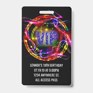 Invitation Badge de Passe VIP d'Anniversaire