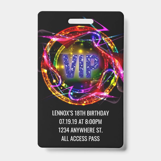 Invitation Badge de Passe VIP d'Anniversaire (Avant)