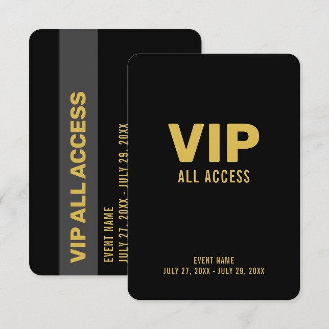 Invitation Badge d'identification d'événement Pass All Access (Devant / Derrière)
