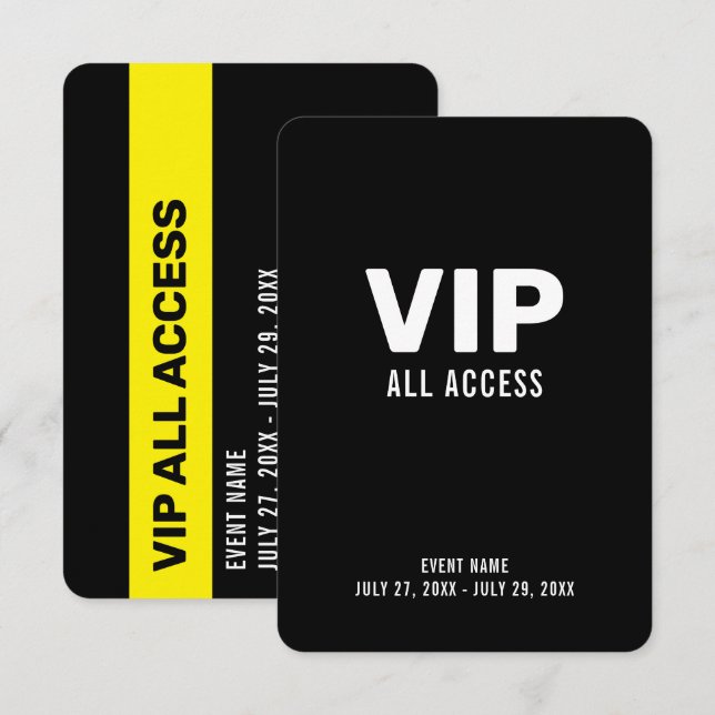 Invitation Badge d'identification d'événement VIP All Access  (Devant / Derrière)