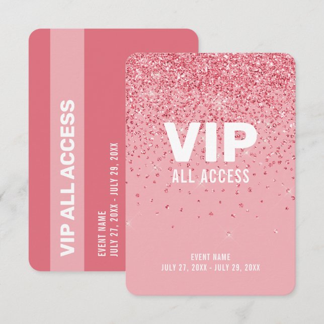 Invitation Badge d'identification VIP tout accès Paillettes R (Devant / Derrière)