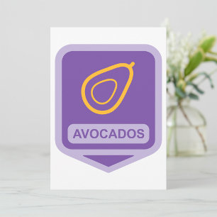 Invitation Badge minimaliste Avocado en violet et or