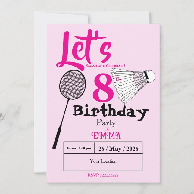 Invitation Badminton (Devant)