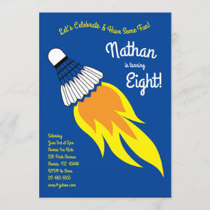 Invitation Badminton Anniversaire de enfant Party Sports