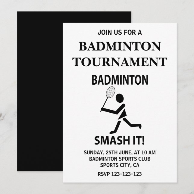 Invitation Badminton Smash Ça Sports Badminton (Devant / Derrière)