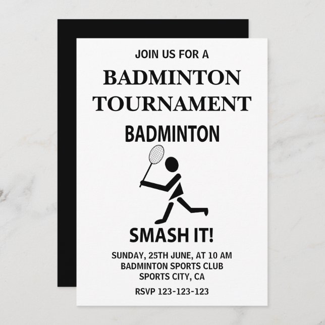 Invitation Badminton Smash It Sports Badminton (Devant / Derrière)