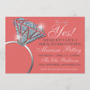 Invitation Bague de diamant, Bling Enterrement de vie de jeun