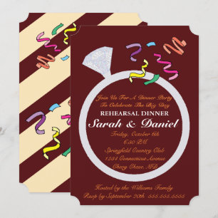 Invitation Bague de diamant Bourgogne Fête des mariées de gla
