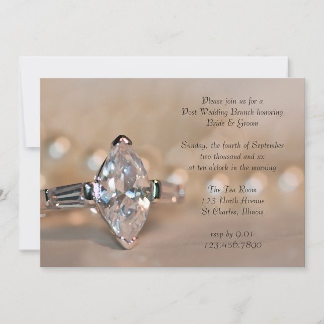 Invitation Bague de diamant Marquise brunch post mariage (Devant)