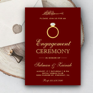 Invitation Bague de diamant or grenat islamique musulman fian