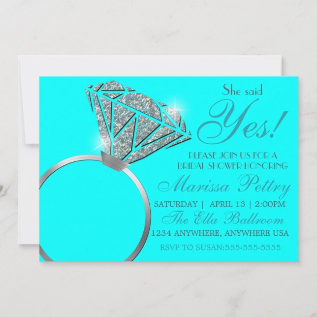 Invitation Bague de diamants, Réception de mariage, elle a di (Devant)