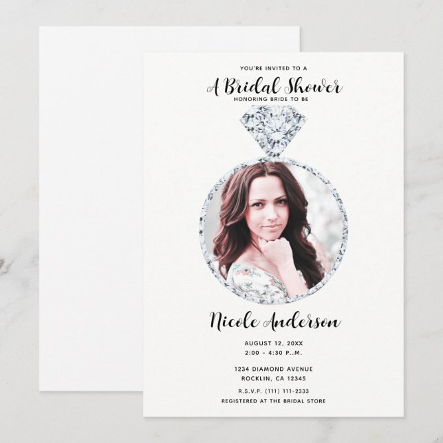 Invitation Bague de fiançailles de mariage diamant Cercle de  (Devant / Derrière)