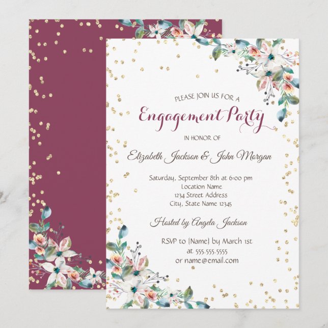 Invitation Bague de fiançailles Fleurs de Bourgogne Diamants  (Devant / Derrière)