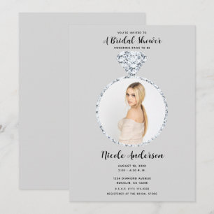 Invitation Bague de fiançailles Grey Diamond pour mariage Cad