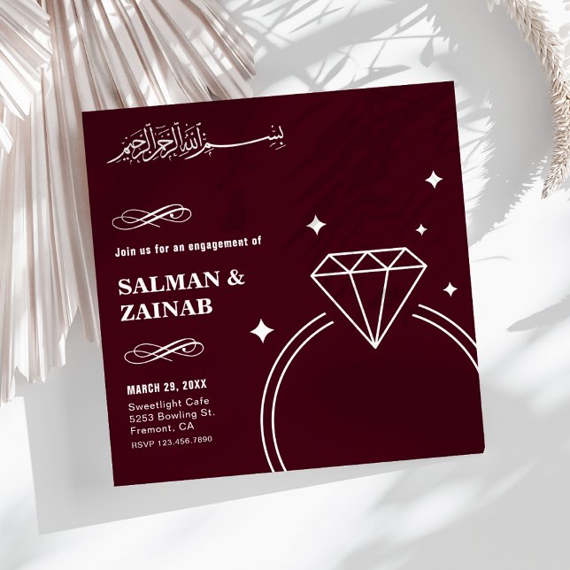 Invitation Bague de fiançailles islamique musulmane avec diam (Créateur téléchargé)