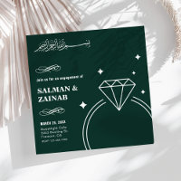 Bague de fiançailles musulmane en diamant vert éme
