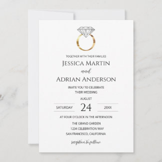 Invitation Bague de mariage diamant blanc moderne