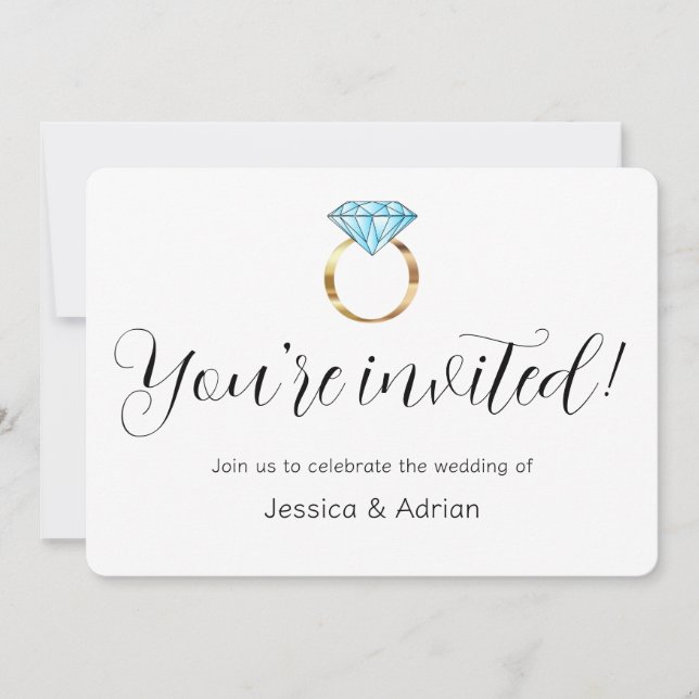 Invitation Bague de mariage diamant bleu bébé  (Devant)
