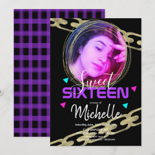 Invitation Bague en or Hip Hop Sweet Sixteen Confettis Photo