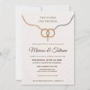 Invitation Bague minimaliste à entrelacs bleu poussiéreux ros