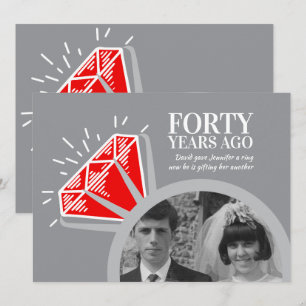 Invitation bague photo graphique en rubis rouge pour la fête 