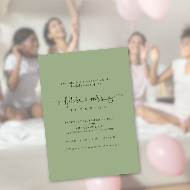 Invitation Bague Script Futur Mme Fête des mariées d'âge nupt (Available digitally or printed)