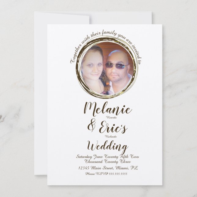 Invitation Bagues de journal de mariage rustiques  Photo de s (Devant)