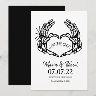 Invitation Bagues de mariage à cœur en forme de squelette noi