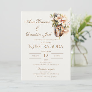 Invitation Bagues de mariage bohème en espagnol