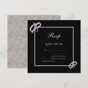 Invitation Bagues de mariage élégantes en argent Réponse au m