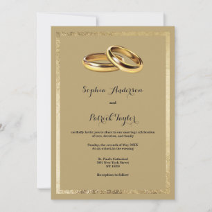 Invitation Bagues de mariage élégantes modernes caramel or